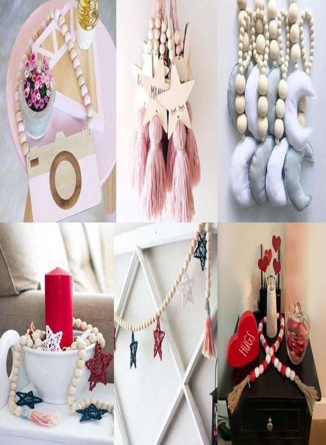 دي آي واي كرافتس مجموعة خرز خشبي طبيعي غير مصقول وغير مصنف، 130 قطعة، خرز خشبي دائري سائب، خرز فاصل خشبي، كرة خشبية مستديرة لصنع الحرف اليدوية والزينة، تشكيلة عشوائية متنوعة، رقم المنتج 1، تحتوي على 130 قطعة. - Image 3